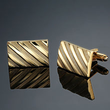 Load image into Gallery viewer, Copper quality enamel square stripes gold silver black flower cufflinks Top brand men's French shirt cufflinks
