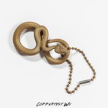 Load image into Gallery viewer, Coppertist.Wu Original Bronzed Snakes Keychain Brass Key Chain Gold Punk Rock Animal Key Ring HandBag Snake Pendant Men
