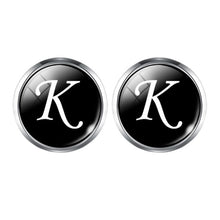 Load image into Gallery viewer, Men's Fashion A-Z Single Alphabet Cufflinks Silver Color Letter Cuff Button for Male Gentleman Shirt Wedding Cuff Links Gifts
